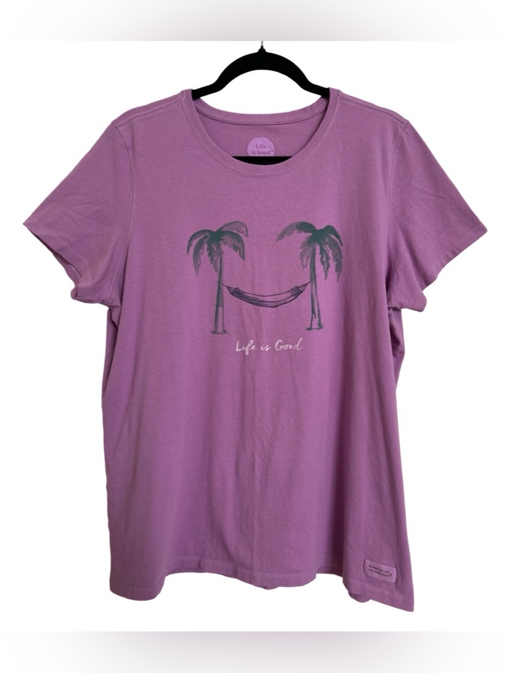 Ladies Life is Good Purple Hammock Palm Tree Crusher T-Shirt SX XL X Large